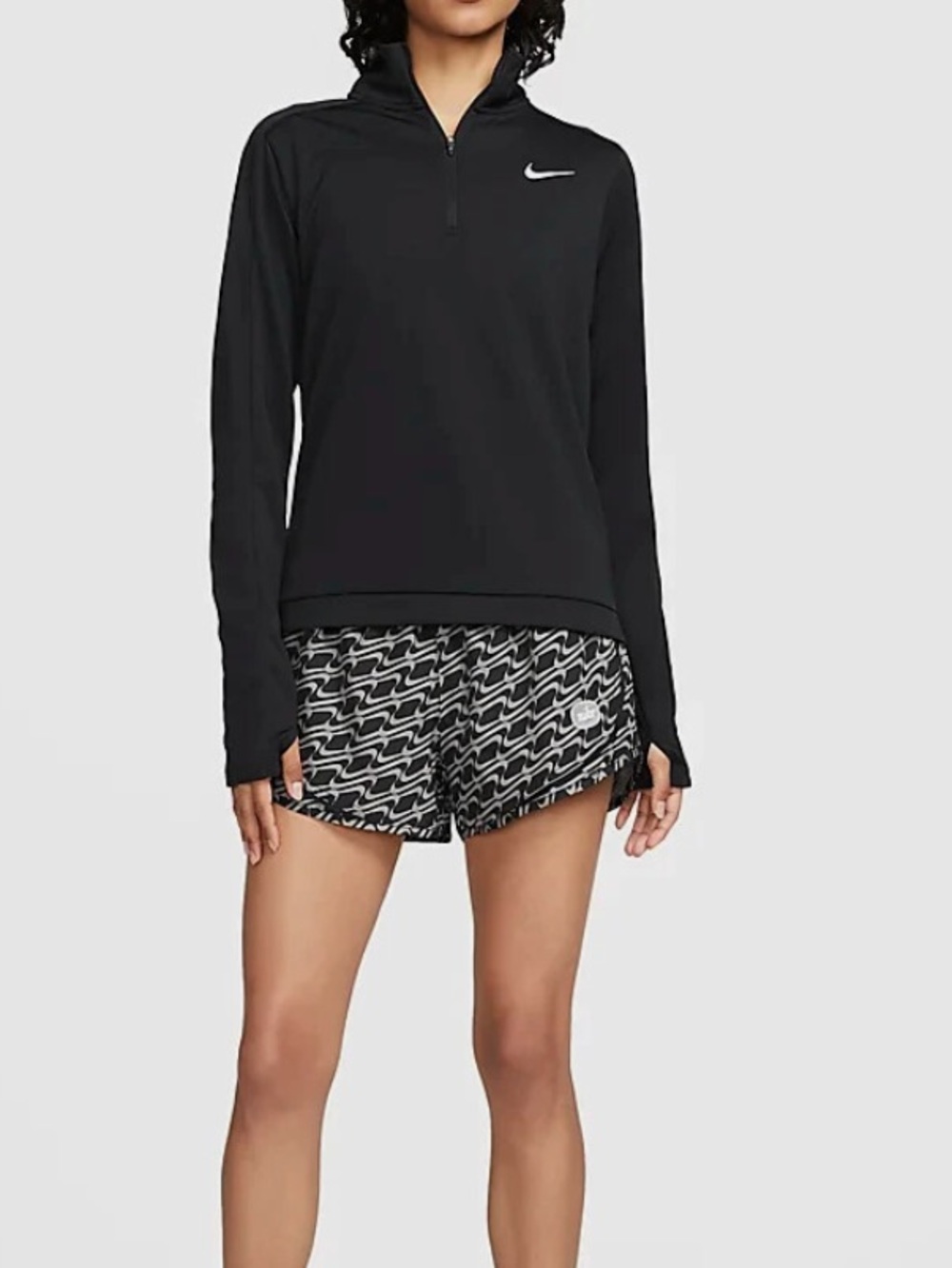 Nike Black & White Wave-Print Women's Running Shorts